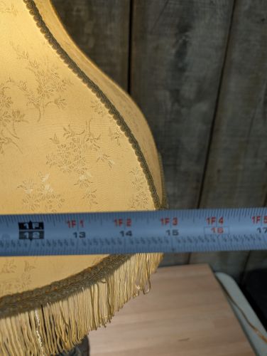 Victorian Style Cast Metal Table Lamp with Fringed Fabric Shade