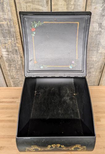 Victorian Style Hand Painted Toleware Floral Coal Bin