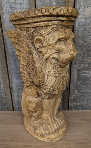 Winged Lion Saint Mark Cast Stone Column Pedestal