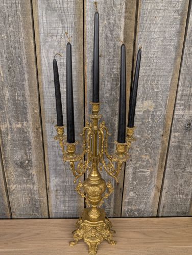 Rococo Revival Style Cast Brass Five Light Candelabra