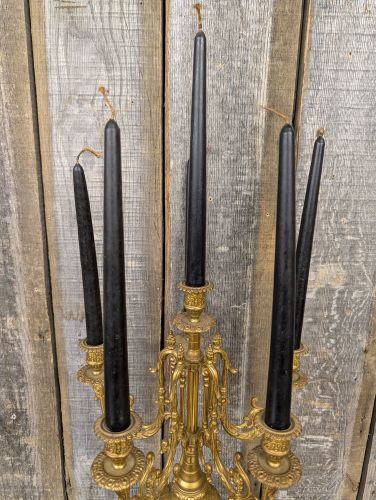 Rococo Revival Style Cast Brass Five Light Candelabra