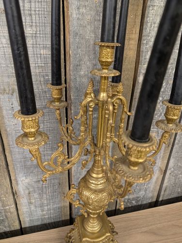 Rococo Revival Style Cast Brass Five Light Candelabra