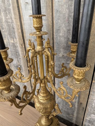 Rococo Revival Style Cast Brass Five Light Candelabra