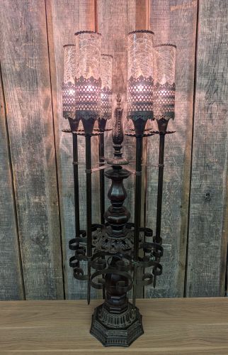 Mediterranean Spanish Revival Six Light Candelabrum Table Lamp