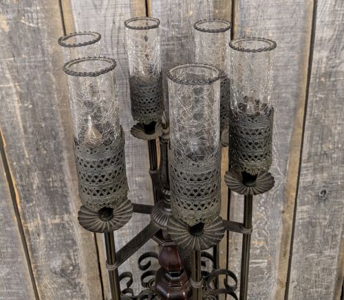 Mediterranean Spanish Revival Six Light Candelabrum Table Lamp