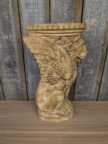Cast Resin Winged Lion of Saint Mark Pedestal Sculpture
