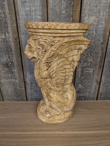 Cast Resin Winged Lion of Saint Mark Pedestal Sculpture