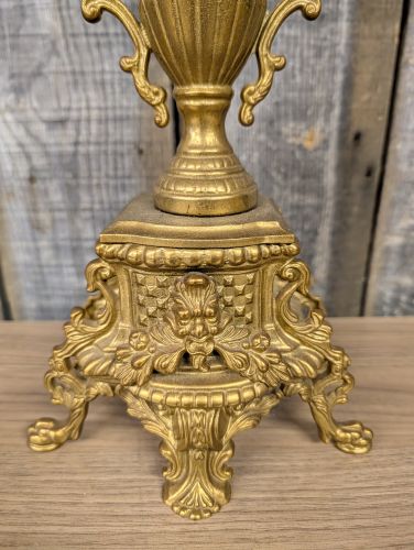 Large French Rococo Revival Cast Brass Six-Light Candelabra