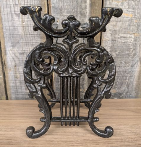 Cast Iron Lyre Form Magazine Rack