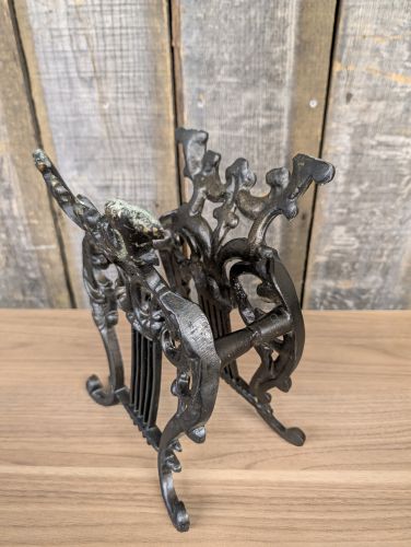 Cast Iron Lyre Form Magazine Rack