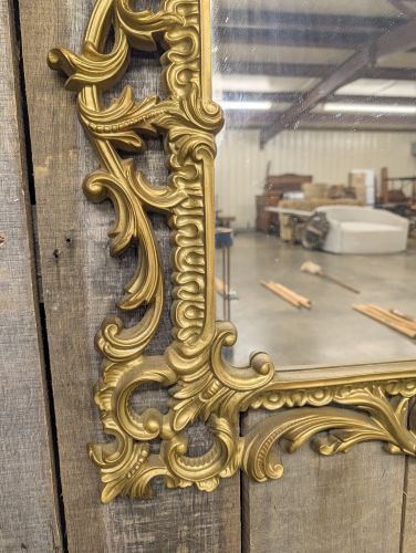 Large Rococo Style Gold Tone Molded Resin Wall Mirror