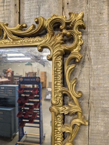 Large Rococo Style Gold Tone Molded Resin Wall Mirror