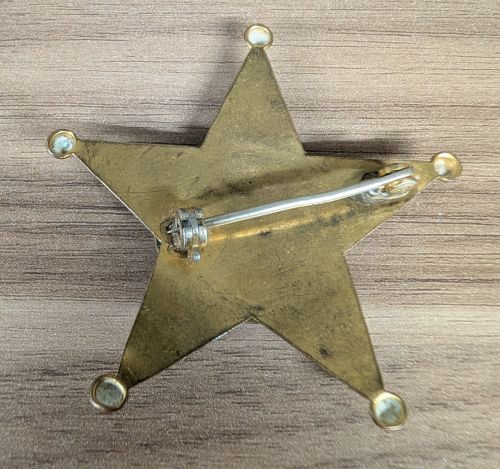 Vintage Peoria County Illinois Deputy Sheriff Five Point Star Badge Number 6