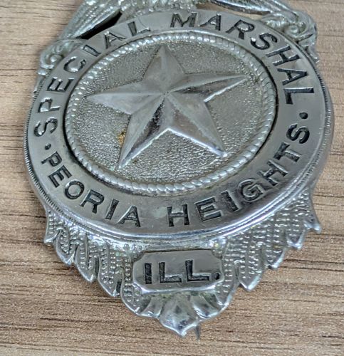 Vintage Peoria Heights Illinois Special Marshal Silver Toned Shield Badge