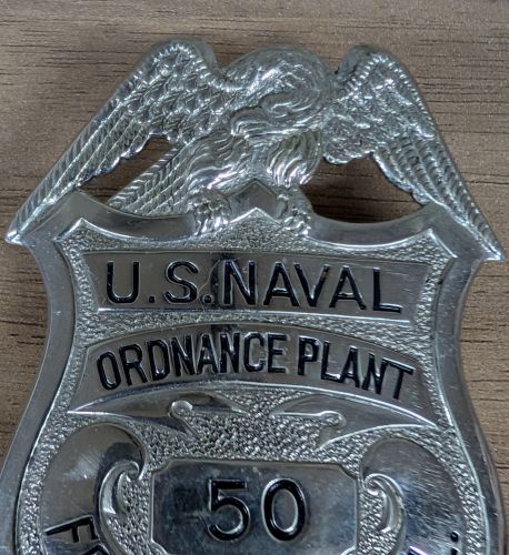 WWII U.S. Naval Ordnance Plant Forest Park Illinois Security Badge Number 50