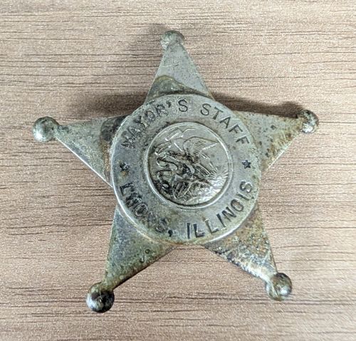 Two Illinois Municipal and Law Enforcement Badges including Joseph D. Lohman Cook County Sheriff Juvenile Squadron