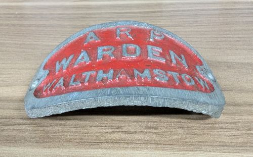 World War II British Air Raid Precautions ARP Warden Walthamstow Cast Metal Plaque