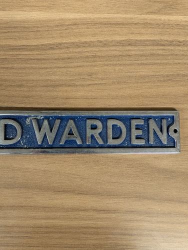 World War II ARP Air Raid Warden Cast Alloy Sign
