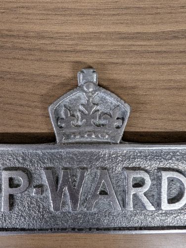 WWII British Civil Defense Air Raid Precautions ARP Warden Cast Metal Post Plaque