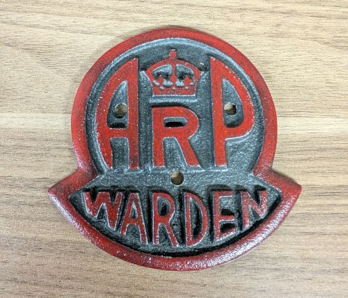 WWII British Air Raid Precautions ARP Warden Cast Iron Post Door Plaque