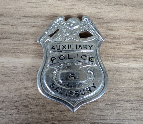 Obsolete Salisbury Maryland Auxiliary Police Badge Number 6 by George W. Smith