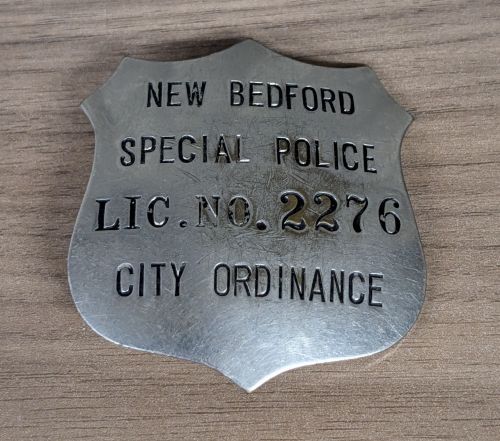 Vintage New Bedford Massachusetts Special Police Shield Badge License No. 2276