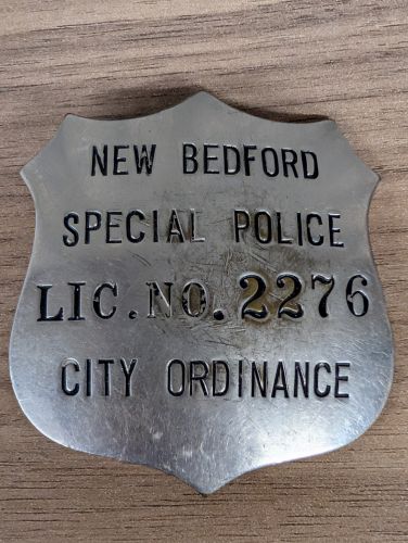 Vintage New Bedford Massachusetts Special Police Shield Badge License No. 2276