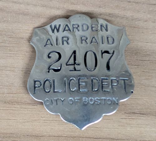 WWII Boston Police Department Air Raid Warden Badge No. 2407