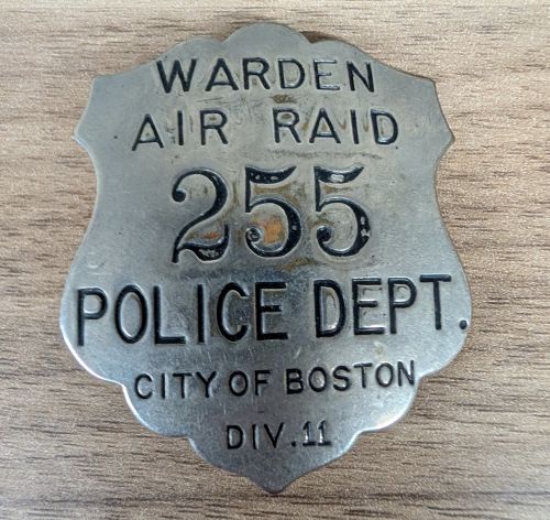 WWII Boston Police Department Air Raid Warden Badge Division 11