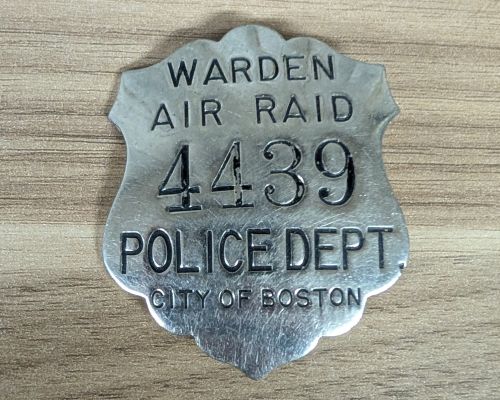 WWII City of Boston Police Department Air Raid Warden Badge Number 4439