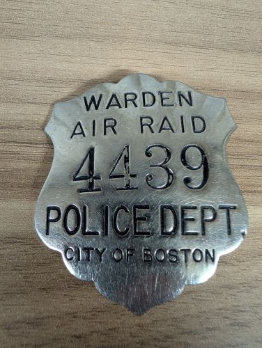 WWII City of Boston Police Department Air Raid Warden Badge Number 4439