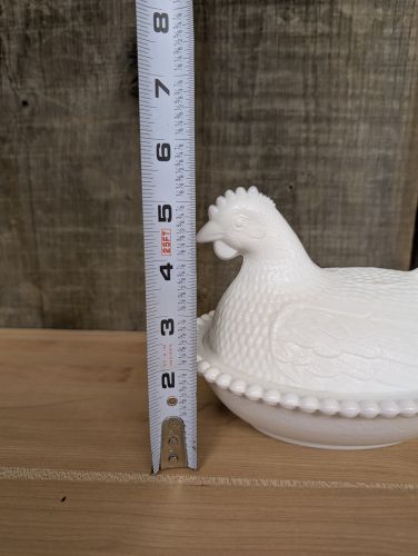 Indiana Glass White Milk Glass Hen on Nest Covered Dish