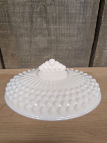 Fenton Hobnail White Milk Glass Oval Footed Covered Candy Dish