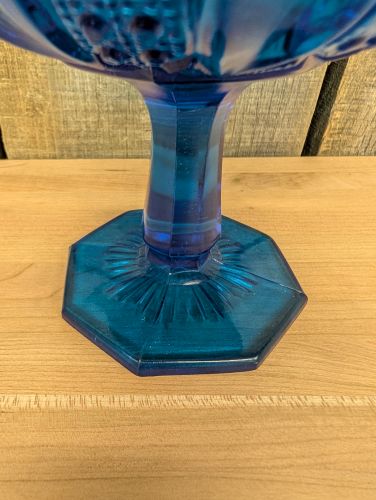 Kemple McKee Star-Cane Quintec Cobalt Blue Pedestal Compote
