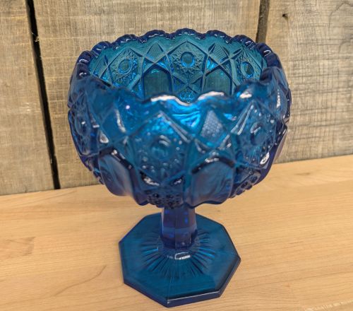 Kemple McKee Star-Cane Quintec Cobalt Blue Pedestal Compote