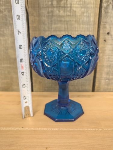Kemple McKee Star-Cane Quintec Cobalt Blue Pedestal Compote