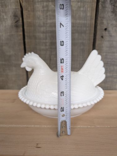 Indiana Glass White Milk Glass Hen on Nest Covered Dish