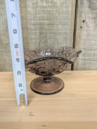 L.E. Smith Amethyst Glass Whirling Star Footed Bowl
