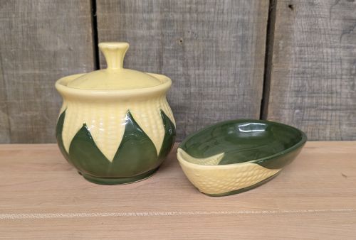 Two Shawnee Corn King Pottery Tableware Items