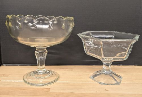 Two American Vintage Molded Glass Footed Compotes