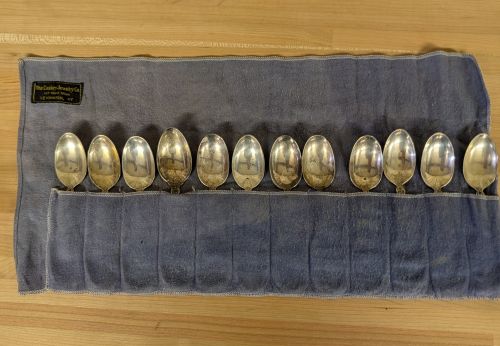 Set of 12 Gorham Strasbourg Pattern Sterling Silver Teaspoons