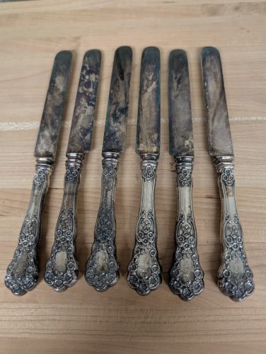 Set of Six Gorham Buttercup Pattern Sterling Silver Handled Knives
