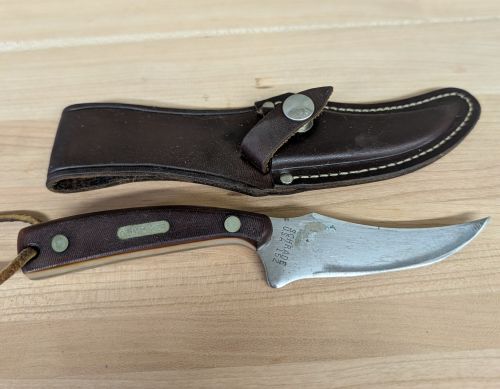 Schrade USA 152 Old Timer Sharpfinger Fixed Blade Knife with Leather Sheath
