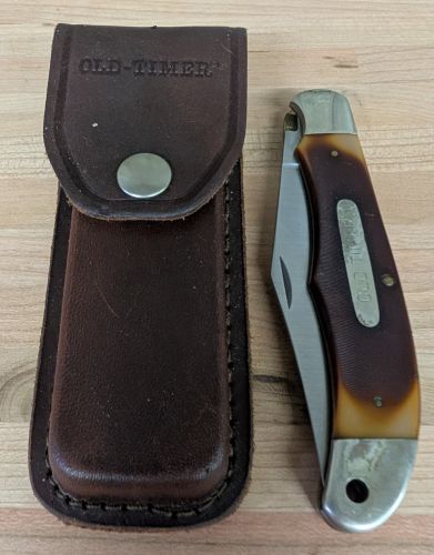 Schrade Old Timer 125OT Mustang Folding Hunter Knife and Leather Sheath