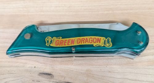 G.C.C.O. Green Dragon and Stegosaurus Theme Large Folding Pocket Knife
