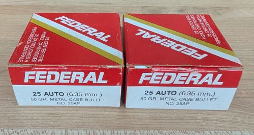 A Pair of Federal NO. 25AP Pistol Ammunition .25 Auto
