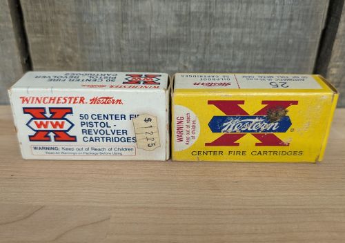 A Pair of Winchester and Western Super-X .25 Auto Centerfire Ammunition Boxes
