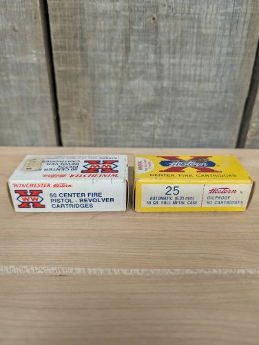 A Pair of Winchester and Western Super-X .25 Auto Centerfire Ammunition Boxes