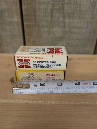 A Pair of Winchester and Western Super-X .25 Auto Centerfire Ammunition Boxes