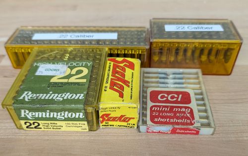 A Lot of 5 Containers of .22 Caliber Rimfire Ammunition